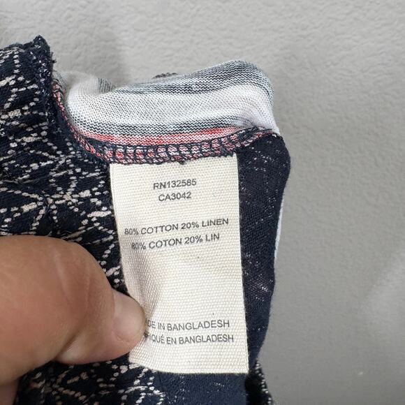 Grey State Womens Large Ulla Printed Pants Tile Print Navy Cotton Linen Elastic - Picture 7 of 9